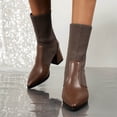 thumbnail image 4 of NECHOLOGY Botas Mujer Adulto Femenino Zapatos Botines de mujer Botines de mujer Otoño e Invierno tacón grueso tacón medio puntiagudo calcetines de tela zapatos Color sólido estilo Casual (Brown, 6.5), 4 of 7
