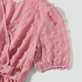 thumbnail image 3 of PatPat Family Matching Pink Set Solid Colorblock Polo collar Short-sleeve Shirt or Ruffle-sleeve Belted Dress, 3 of 3