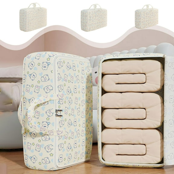 Guanhe Quilt Organizer Storage for Closet Clothes Sweater, Large Comforter Storage Bags with Dual Zipper Carrying Handles for Blanket Closet Storage Container(S)