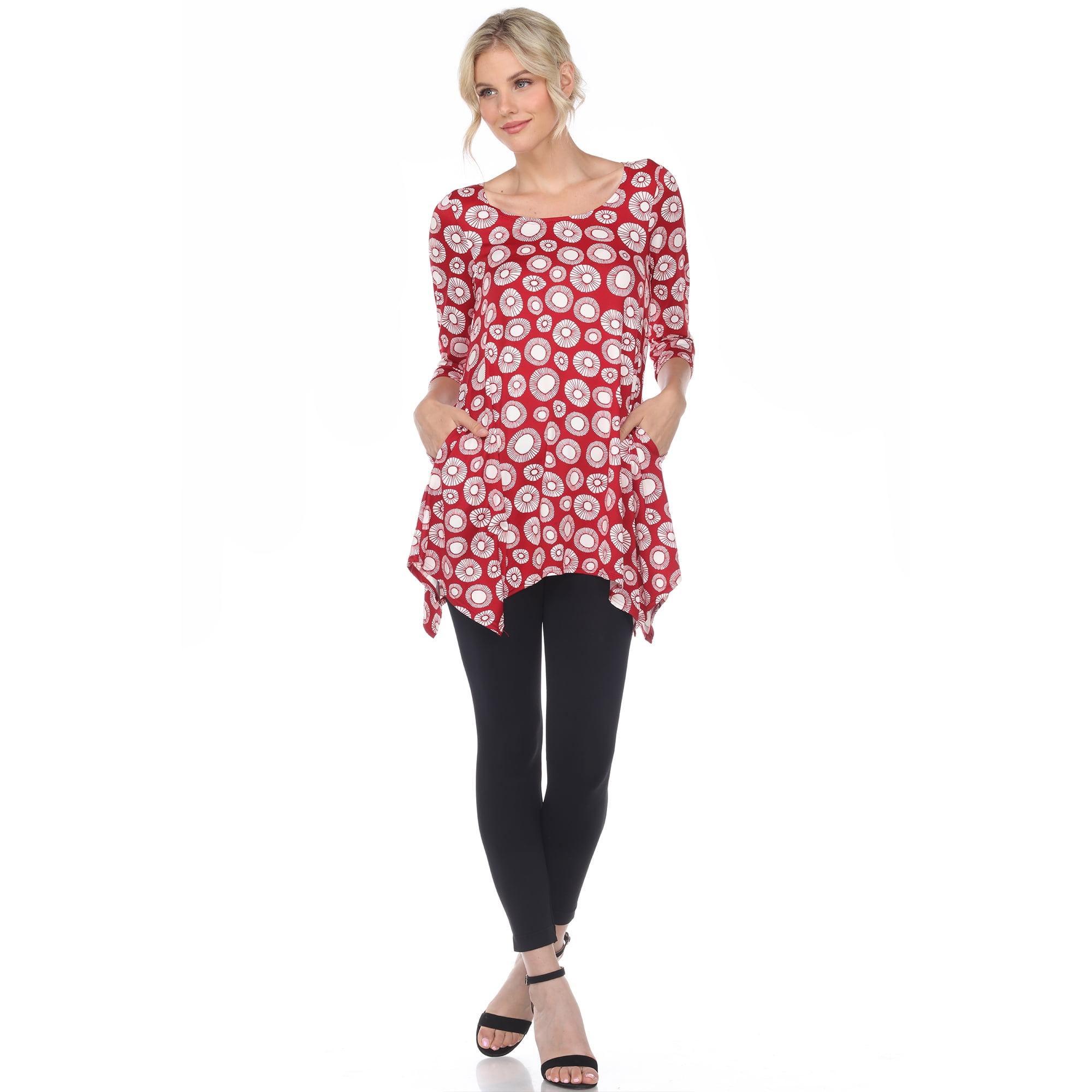 White Mark Women's Printed Geometric Circle Tunic Top
