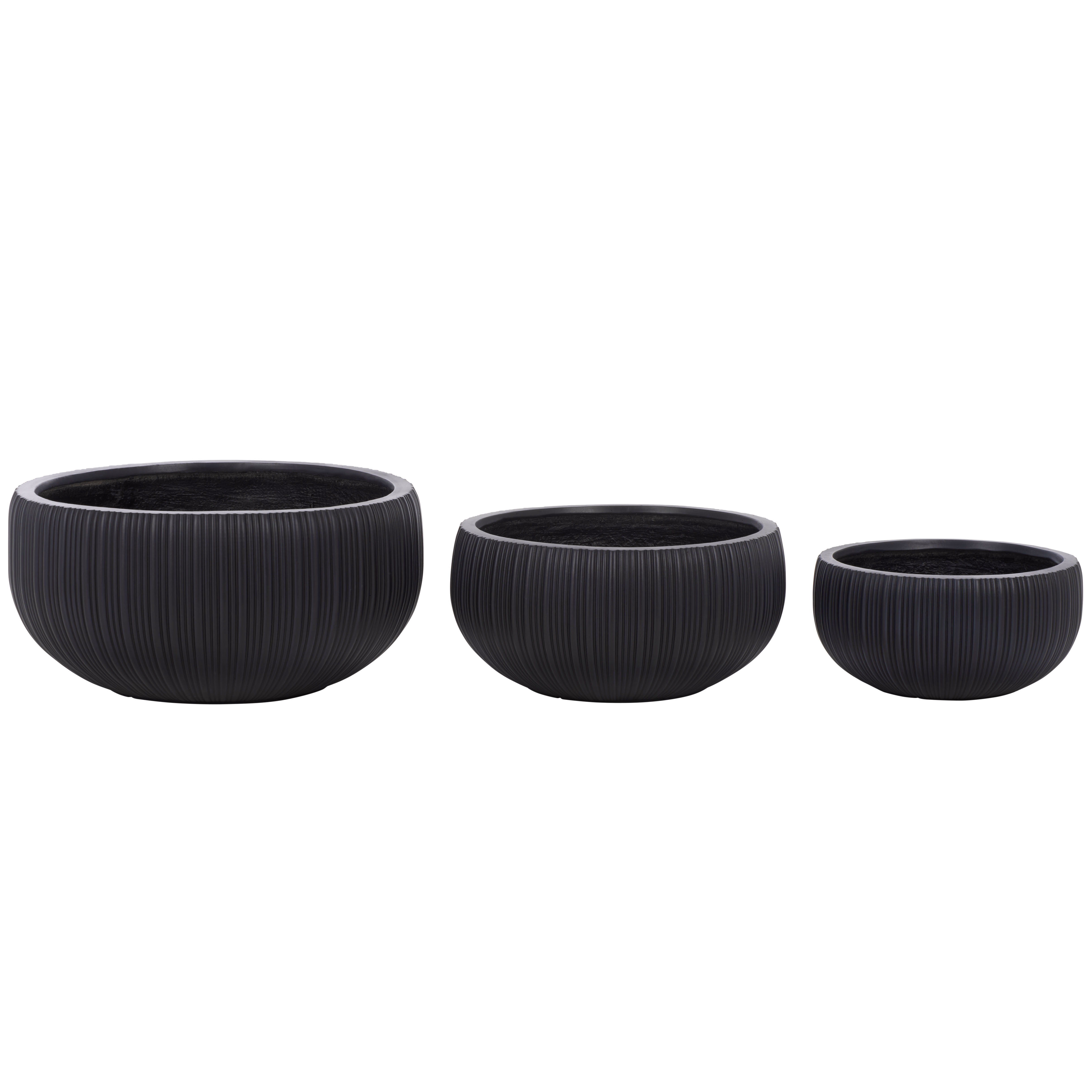 Safavieh Anita Round Black Fiber Clay Plant Pots - Set of 3