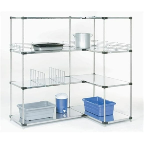 Nexel Industries 24366SS Stainless Steel 24 x 36 x 63 in. Solid 4 Shelf Unit