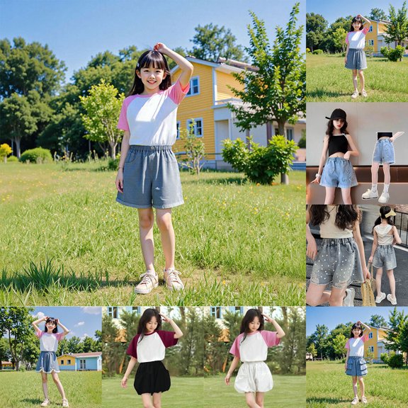 Girls Denim Shorts High Waist Lace Y2k Jorts Fashion Streetwears Kawaii Jeans Shorts for Girls(Blue1 3-4 Years)