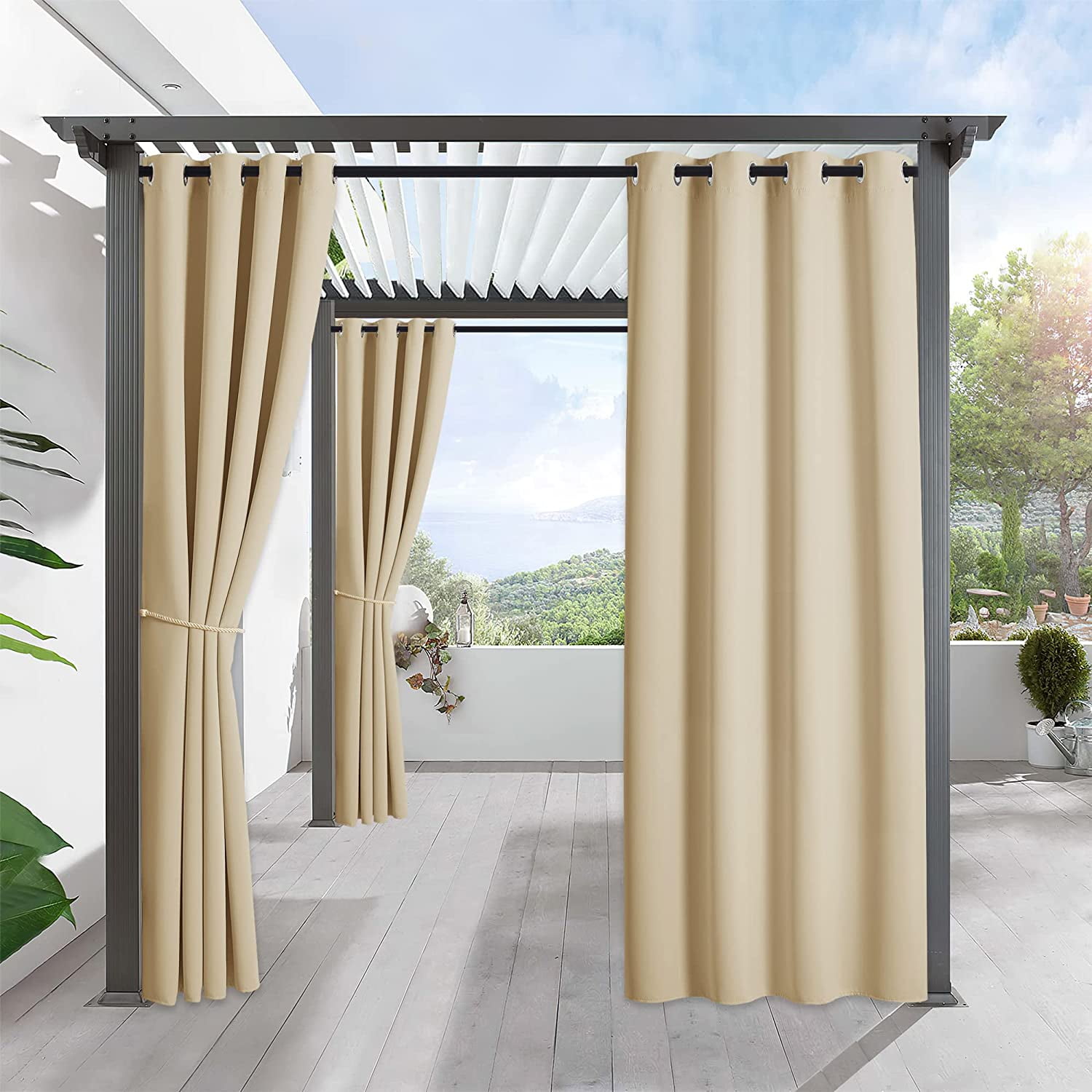 RYB HOME Sliding Glass Door 100% Blackout Curtains Extra Wide Light Block Room 