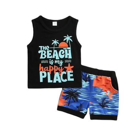 

NovaDollz Baby Boys Summer 2PCS Clothes Hawaii Print Vest Tops and Shorts Casual Outfits/1-2 Years