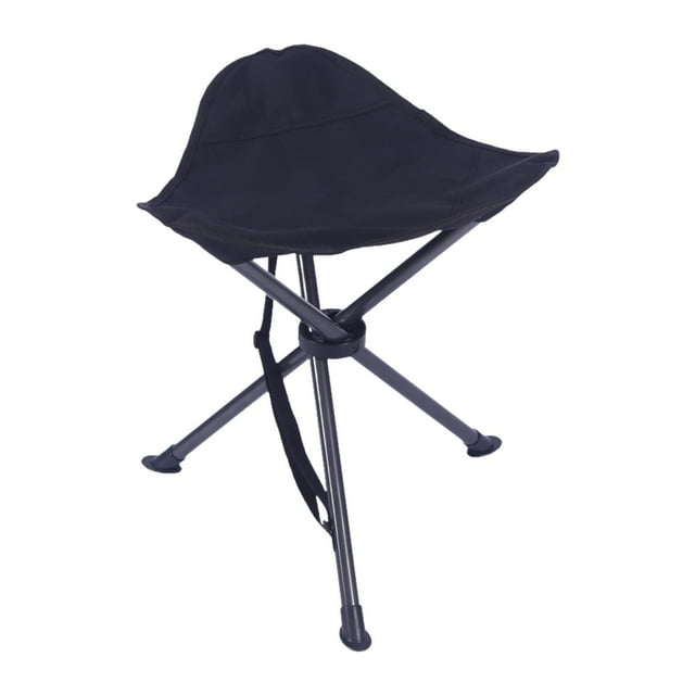 koolsoo Tabouret de Camping Chaise Tabouret Trépied Pliant Compact pour la Marche le Camping la Pêche Noir