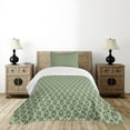thumbnail image 4 of Ambesonne Geometric Quilted Bedspread Set 2 Pcs, Peacock Feathers, Twin Size, Pistachio Green Tan, 4 of 5