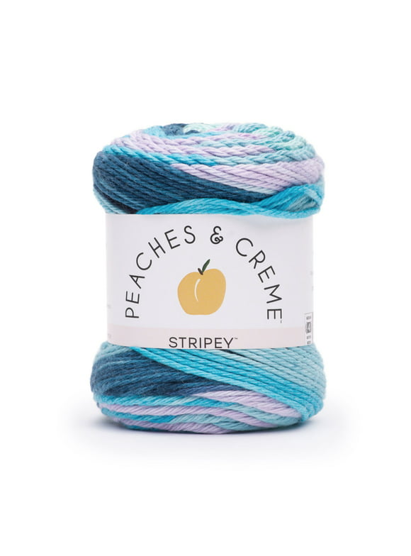 Peaches & Creme Stripey 4 Medium Cotton Yarn, Evening Sea 2oz/56.7g, 102 Yards
