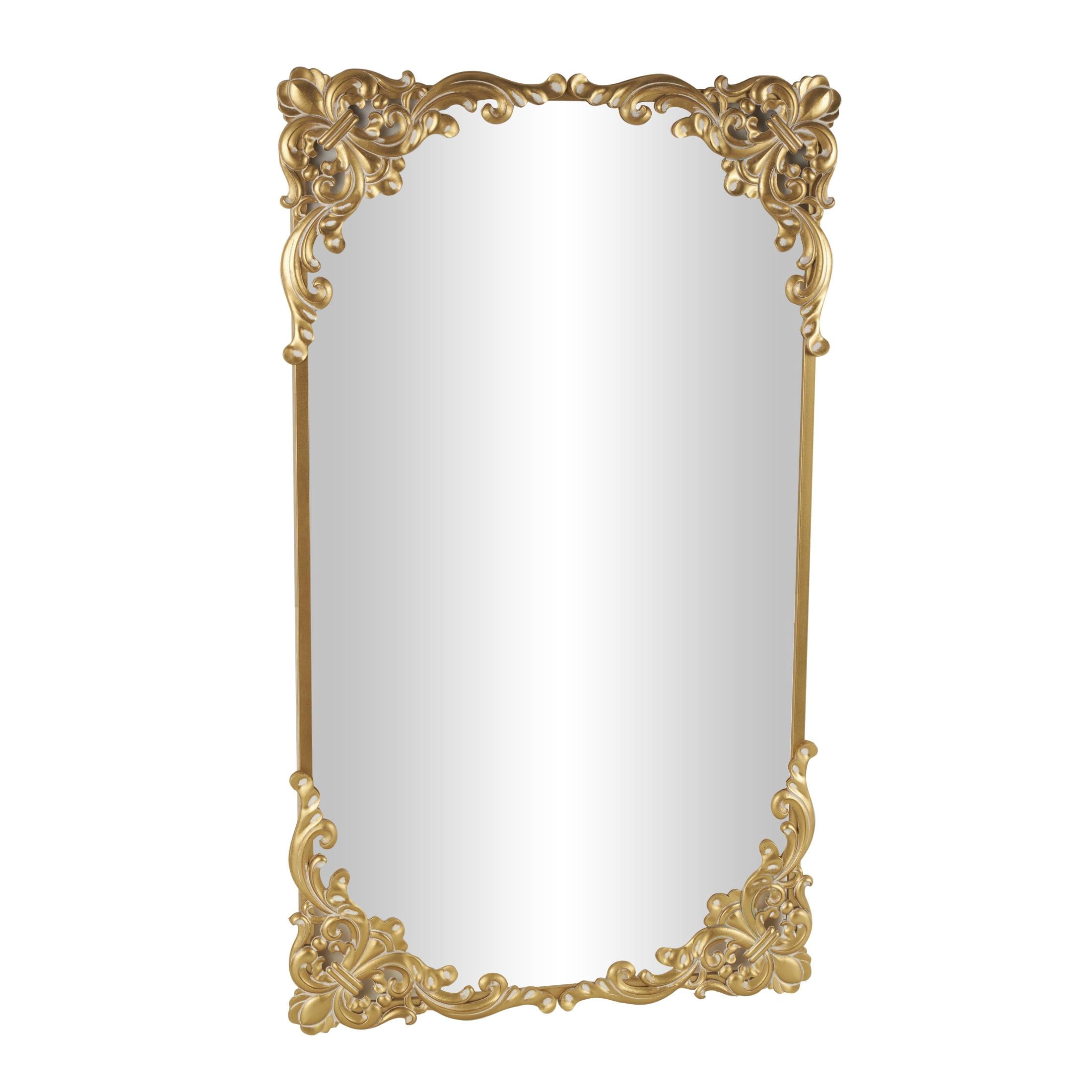 DecMode 42" x 72" Gold Metal Scroll Tall Ornate Baroque Floor Mirror