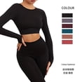 thumbnail image 2 of Tops de manga larga para Yoga, mallas, ropa de gimnasio para mujer, conjuntos de traje de Yoga, conjunto de dos piezas, conjunto deportivo de gimnasio barato de alta gama para mujer, 2 of 5