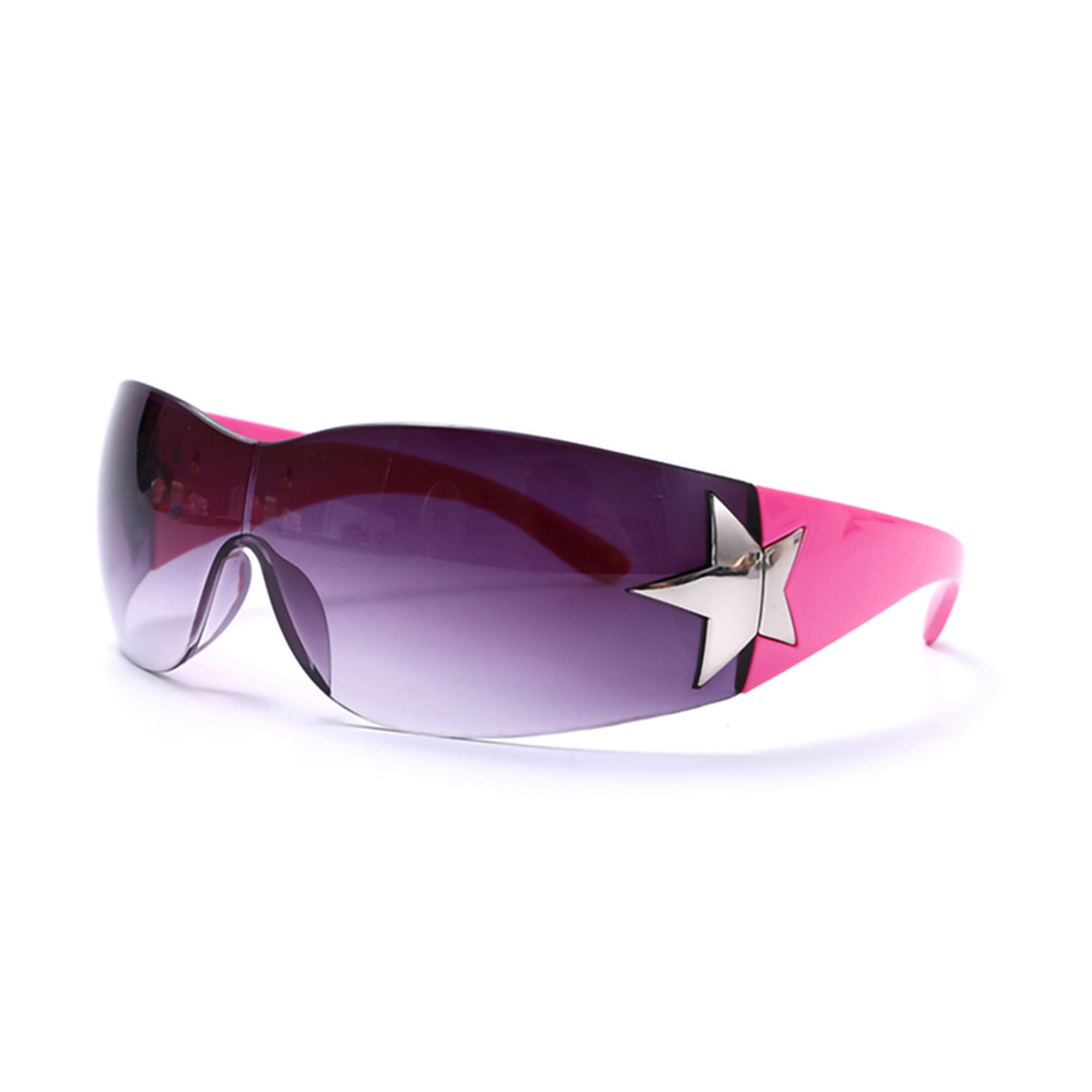 JYYYBF Trendy Rimless Star Y2K Sunglasses for Women Men Shield Oversized  Wrap Around Frameless Sunglasses UV400 Protective 