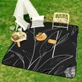 thumbnail image 6 of Black And White Ink Flower Outdoor Picnic Blanket, Foldable Waterproof Beach Mat, Portable Beach Blanket for Beach Camping, Hiking, Family Concerts, 6 of 7