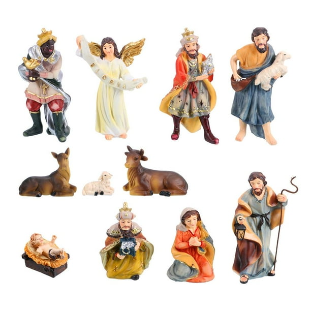 Conjunto De Figuritas De Natividad Resina Natividad Decoración De Navidad Estatua Decorativa De Escena De Natividad De Jesús Para Regalo De Jardín De Dormitorio11 Uds. Noticed HA015309-00