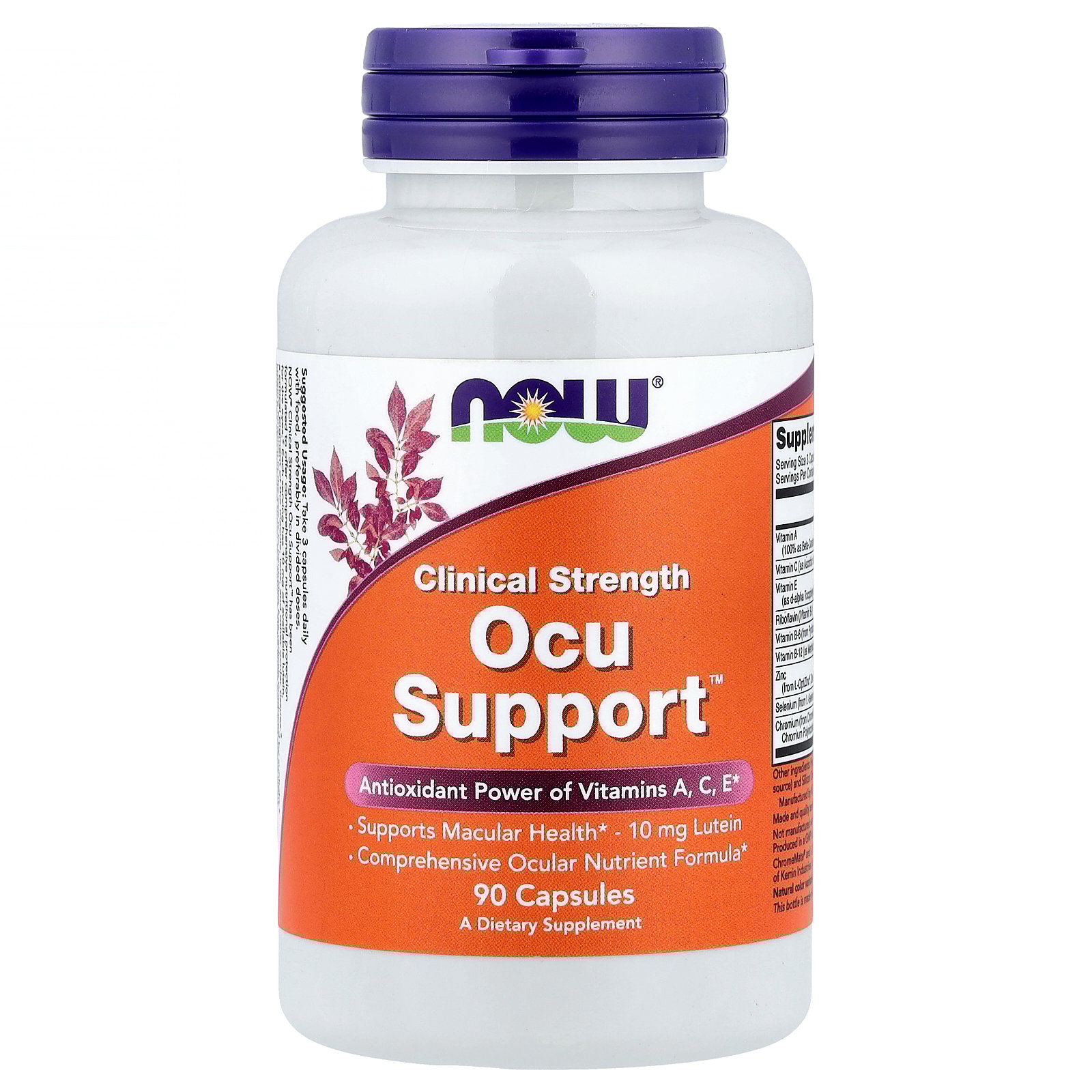 NOW Foods Supplements, Ocu Support™with FloraGLO® Lutein, plus Vitamins A, C and E, 90 Veg Capsules