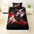 thumbnail image 3 of Castle Fairy Graffiti Dirt Bike Twin Sheet Sets 3pcs for Kids, Red Splash Design Bedding for Bedroom, Red Black, 3 of 6