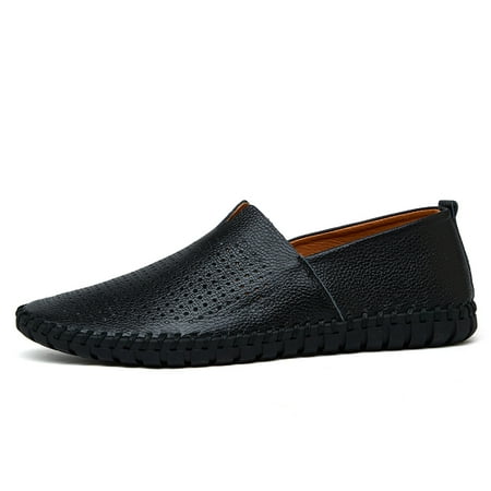

Men s Genuine Summer Leather Loafers Shoes Slip On Soft Walking Driving Shoes