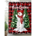 thumbnail image 2 of Merry Christmas Snowman Shower Curtain Set ，Waterproof Fabric Shower Curtains Green Tree Winter Snowflake Red Plaid Shower Curtains for Bathroom,Bathroom Decor 72"x84", 2 of 6