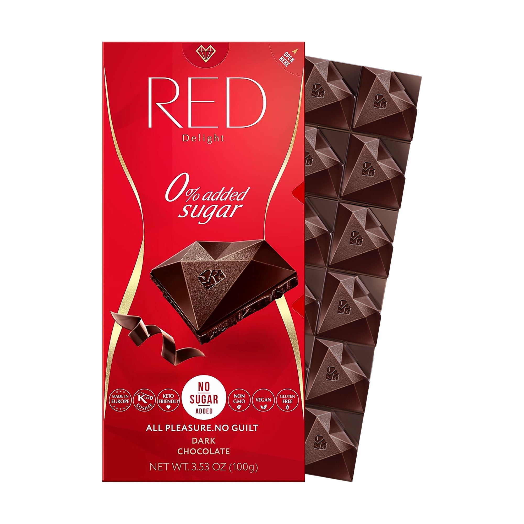 RED Delight Dark Chocolate Full Size Bars (3.53 Ounces Each)