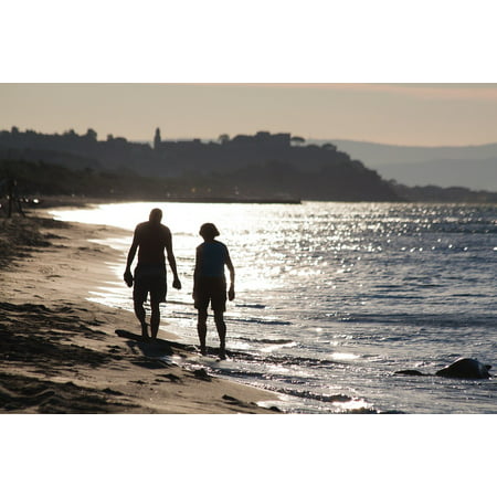 LAMINATED POSTER Male Best-ager Female Human Pair Person Beach Poster Print 24 x