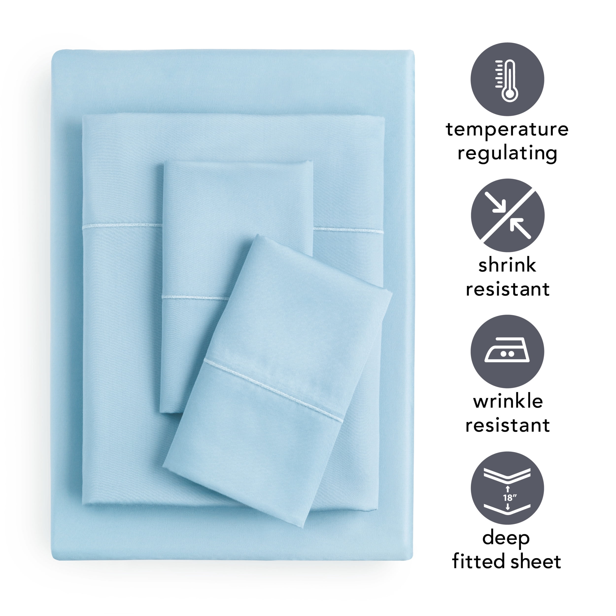 Better Homes & Gardens 400 Thread Count Hygro Cotton Bed Sheet Set, King, Blue Sheer Romance