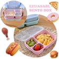 thumbnail image 7 of 4 PCS Bento Lunch Box,3 Compartment Meal Prep Lunch Containers,Leak Proof Bento Box Adult Lunch Box,BPA Free Plastic Reusable Food Storage Container with lid,Microwave/Freezer/Dishwasher Safe, 7 of 7