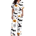 thumbnail image 6 of Kcolen Women's Halloween Pajama Sets Long Pants, Womens Satin Pajama Set Pants Button Front Halloween Pajamas Women Plus Size 2 Piece Lounge Set Pj Set,White,S, 6 of 6