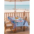 thumbnail image 2 of Outdoor Tablecloth with Umbrella Hole for Patio/Picnic/Party/Camping, American Ice Cream Waterproof Table Cloth Rectangle Table Cover Washable, USA Flag Blue Red Striped (60"x 120"), 2 of 9