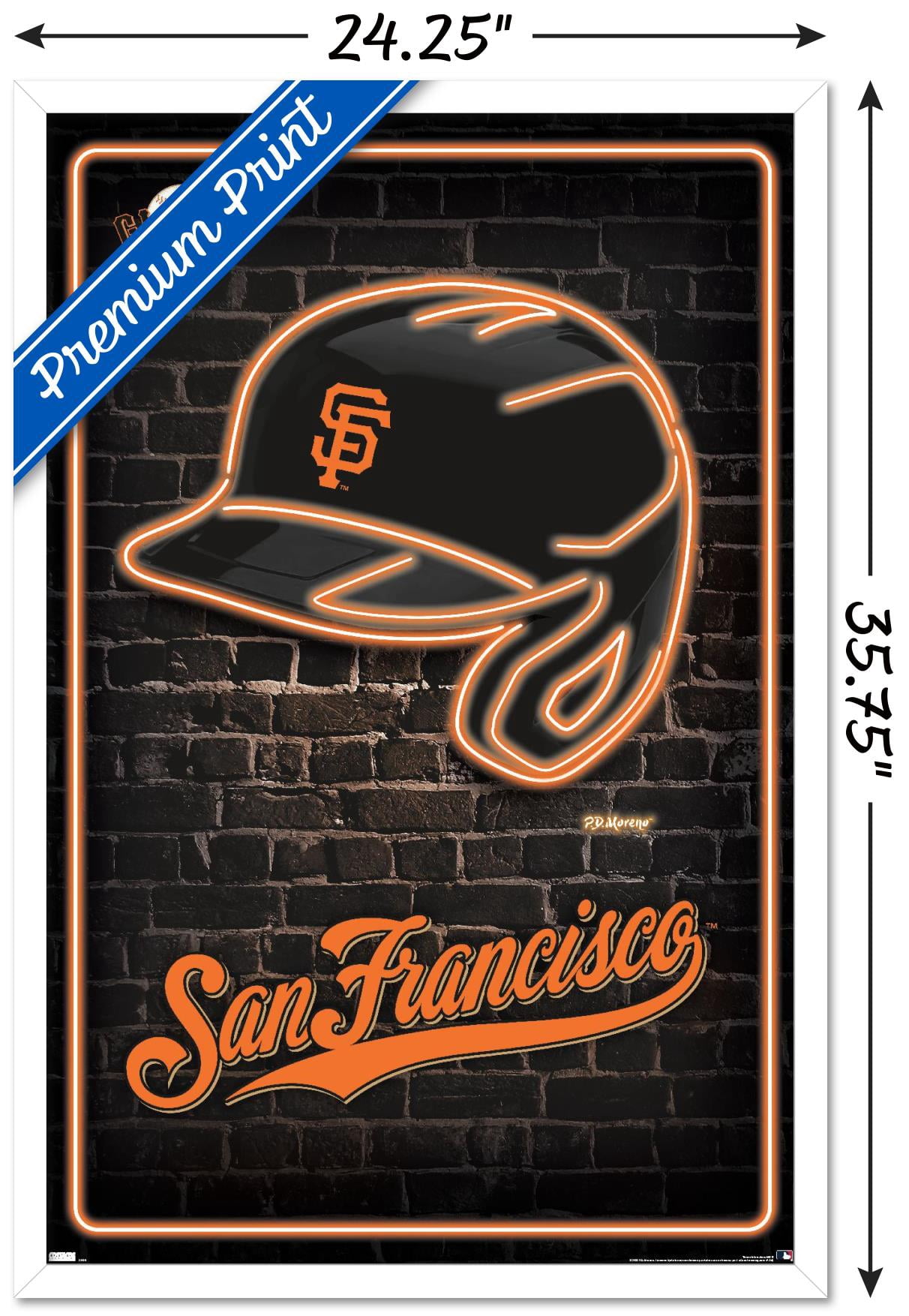 MLB San Franciso Giants - Neon Helmet 23 Wall Poster, 22.375" x 34" Framed