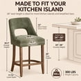 thumbnail image 3 of SESSLIFE Bar Stools Set of 2, 26" Counter Height Bar Stools with Open Back, Modern Upholstered Kitchen Island Stools with Solid Wood Legs, Bar Chairs for Dining Room, Green, 3 of 9