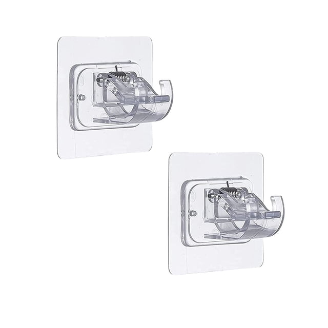 Soportes de barra de cortina sin taladrar 8 piezas Autoadhesivo blanco adhesivo ganchos de pared para clavo Soporte de barra de cortina ajustable Soportes de pared colgador para barra de toalla