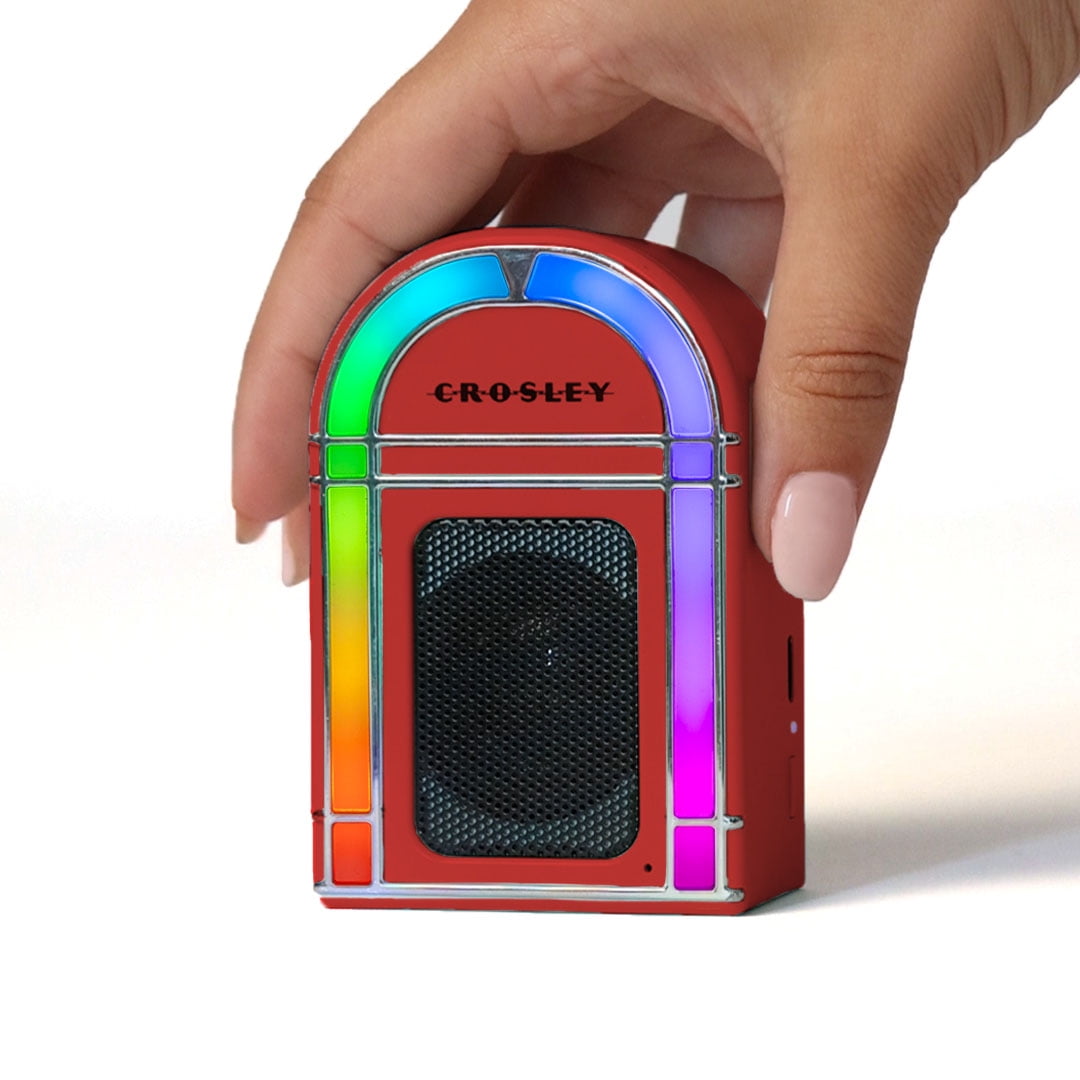 Crosley Mini Jukebox Retro Portable Bluetooth Speaker with LED Lights and Microphone, Vintage