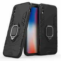 Dteck For Apple iPhone XR 6.1 inch (2018 Release) Case, [Magnetic Car Mount] Heavy Duty Armor Protective Rugged 2 in 1 Shock-Absorbing Case with 360 Degree Rotation Ring， Black