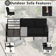 thumbnail image 4 of ASJMR 2PCS Aluminum Armrest Sofa with 2 Swivel Rocking Chairs & 45" Fire Pit Table & Glass Top Table,Outdoor Patio Furniture Conversation Set,Black, 4 of 7