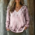 thumbnail image 2 of HongQid Womens Long Sleeve Tunic Tops Casual Graphic V Neck Shirts Basic Tees Business Work Blouses Summer Fall Clothes, 2 of 6