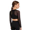 thumbnail image 3 of Hansber Kids Girls Long Sleeve Yoga Sports Crop Top Mesh Cropped Sweatshirt Hip Hop Jazz Dancewear Black 6, 3 of 6