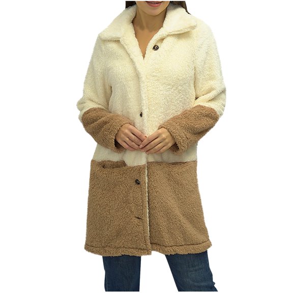 Fesfesfes Women Flannel Jacket Fashion Solid Color Top Cardigan Outwear Suit Coat Long Sleeve Coat