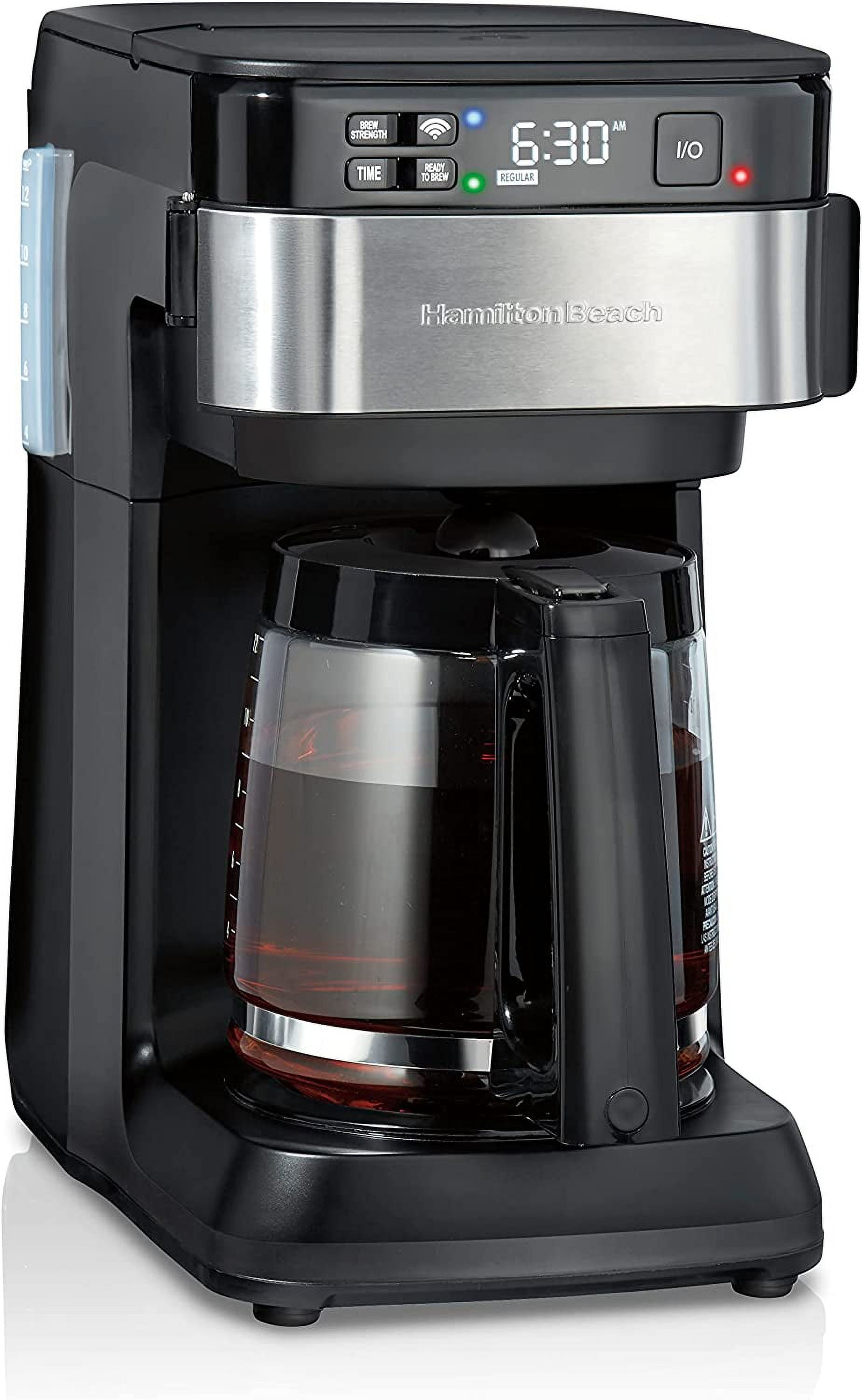  Hamilton Beach Programmable Coffee Maker, 12 Cups, Front Access  Easy Fill, Pause & Serve, 3 Brewing Options, Black (46310): Home & Kitchen