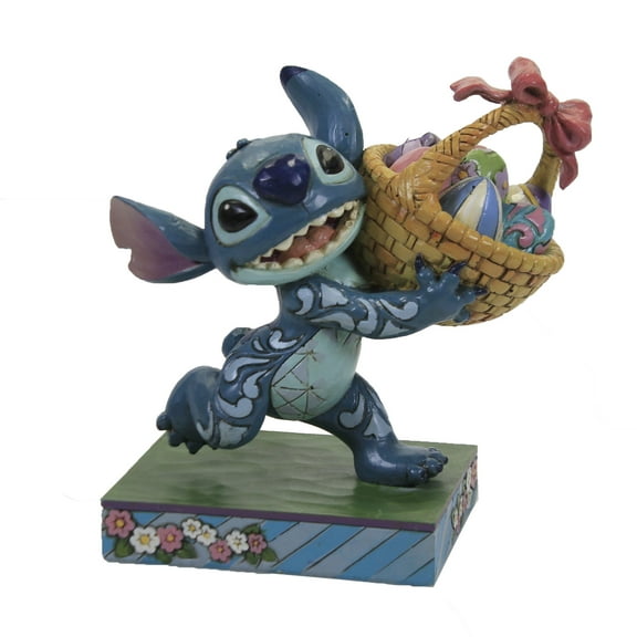 Jim Shore Disney Traditions 6008075 Stitch Running W/ Easter Basket 5.75" H
