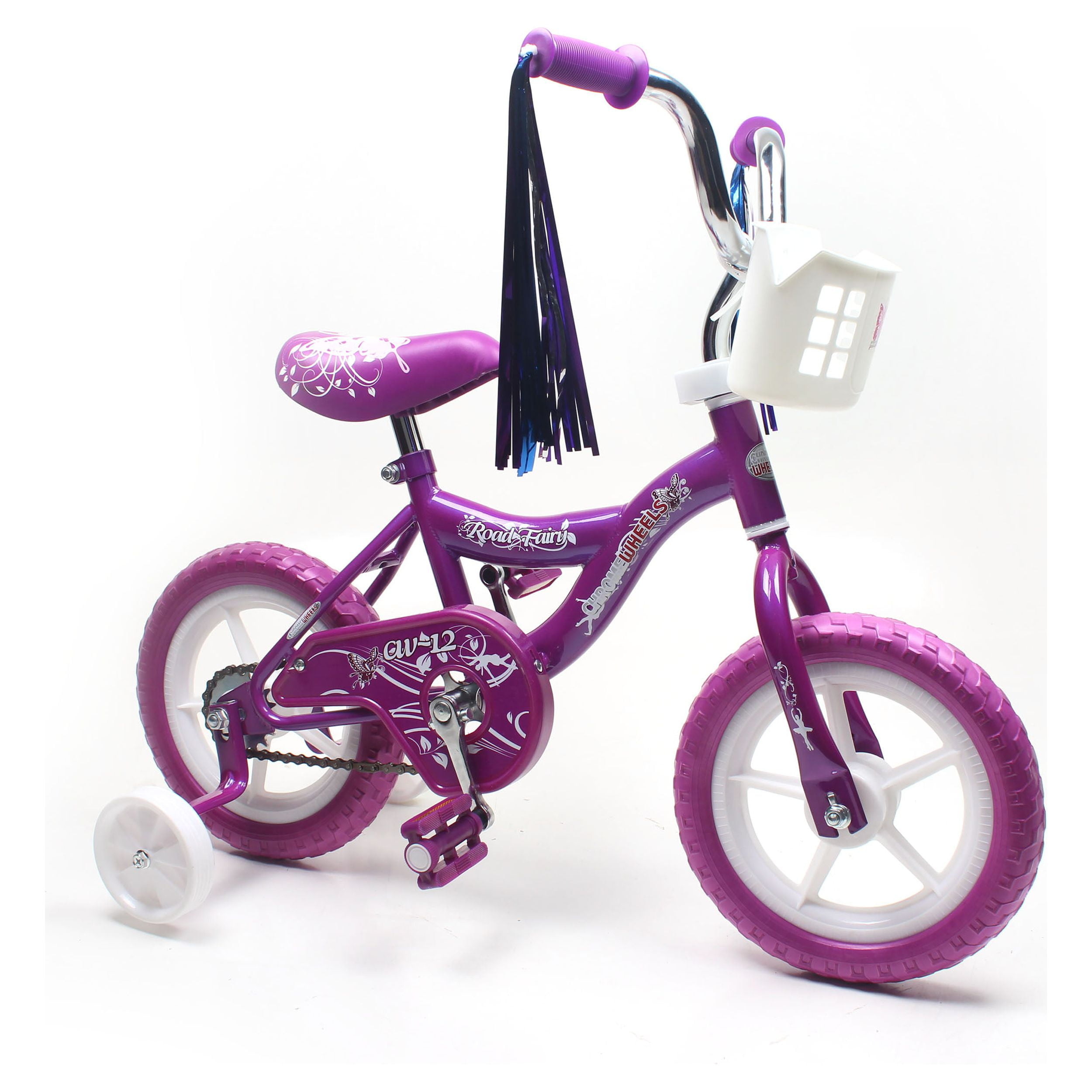 WonderPlay BMX 12 In. Kid's Bike for 2-4 Years Old, Bicycle for Girls with Front Basket, EVA Tires with Training Wheels and Coaster Brake, Purple