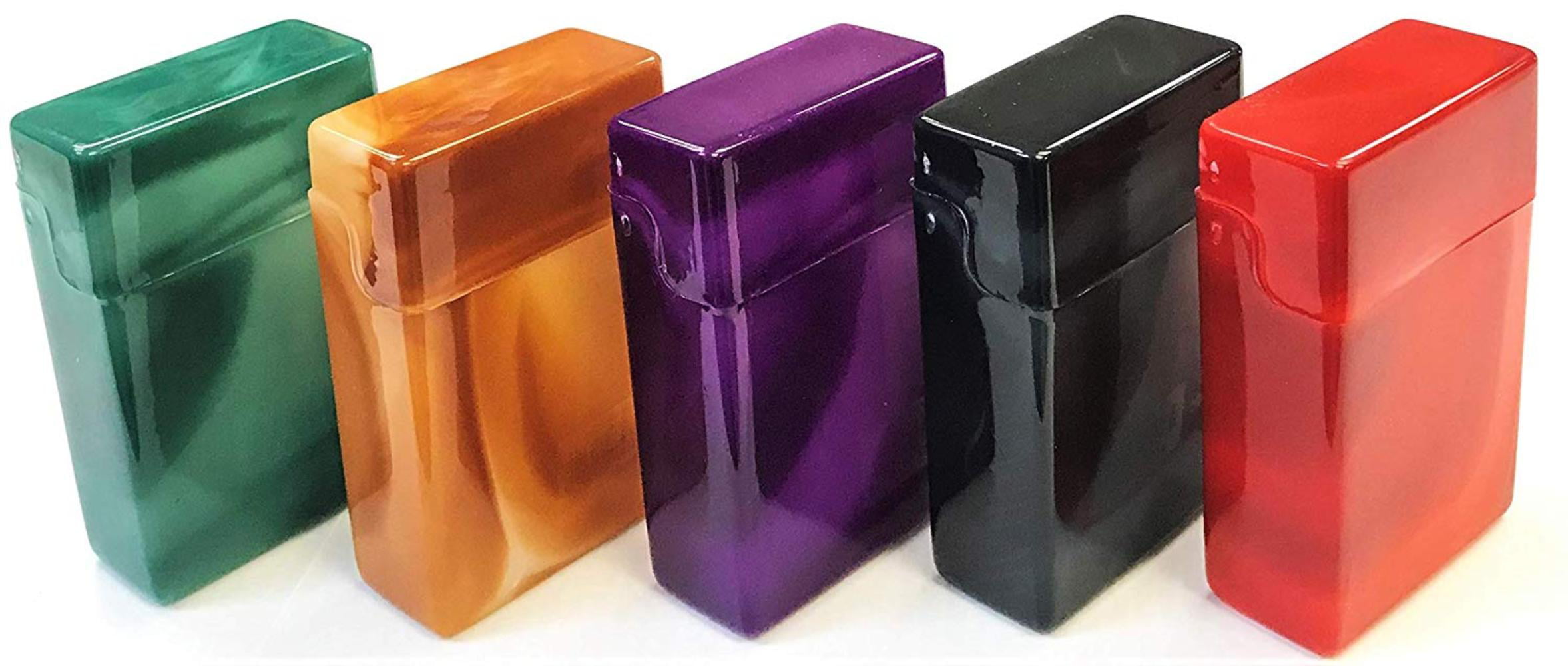 6 Marble Multi Color Top Flip Open Plastic Cigarette Case