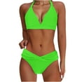 thumbnail image 3 of Oplxuo High Waisted Bikini Sets for Women Two Piece Tummy Control Swimsuits Halter Twist Front Bathing Suit Swimwear, 3 of 7