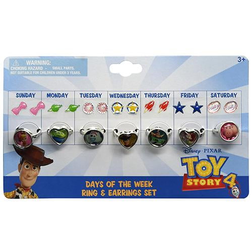 Disney Toy Story 4 Days of the Week Earring and Ring Set 2 PACK