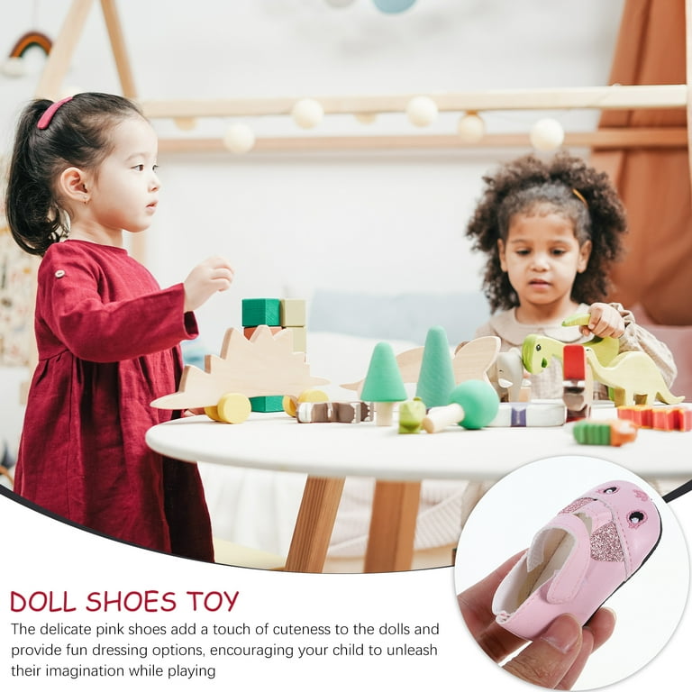 WORGEOUS Pair Girl Dolls PU Shoes Decoration Vintage Tap Shoes