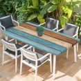 thumbnail image 2 of Farmhouse Light Blue Brown Table Cloths for 3 Foot Rectangle Tables, Vintage Wooden Striped Patio Waterproof Elastic Fitted Tablecloths, Washable Rectangular Table Cover for Camping, 2 of 8