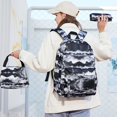 thumbnail image 3 of 3Pcs/Set Student Backpack Ink Print Charging Port Smooth Zipper Backpack Lunch Bag Pencil Bag for Secondary School Student, 3 of 10