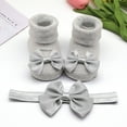 thumbnail image 2 of OSOLU Children Kids Socks Soft Bottom Toddler Shoes Socks Bowkot Princess Socks Floor Socks 1PC Socks + 1PC Bow Hairband Birthday Footwear, 6 Months, 2 of 6