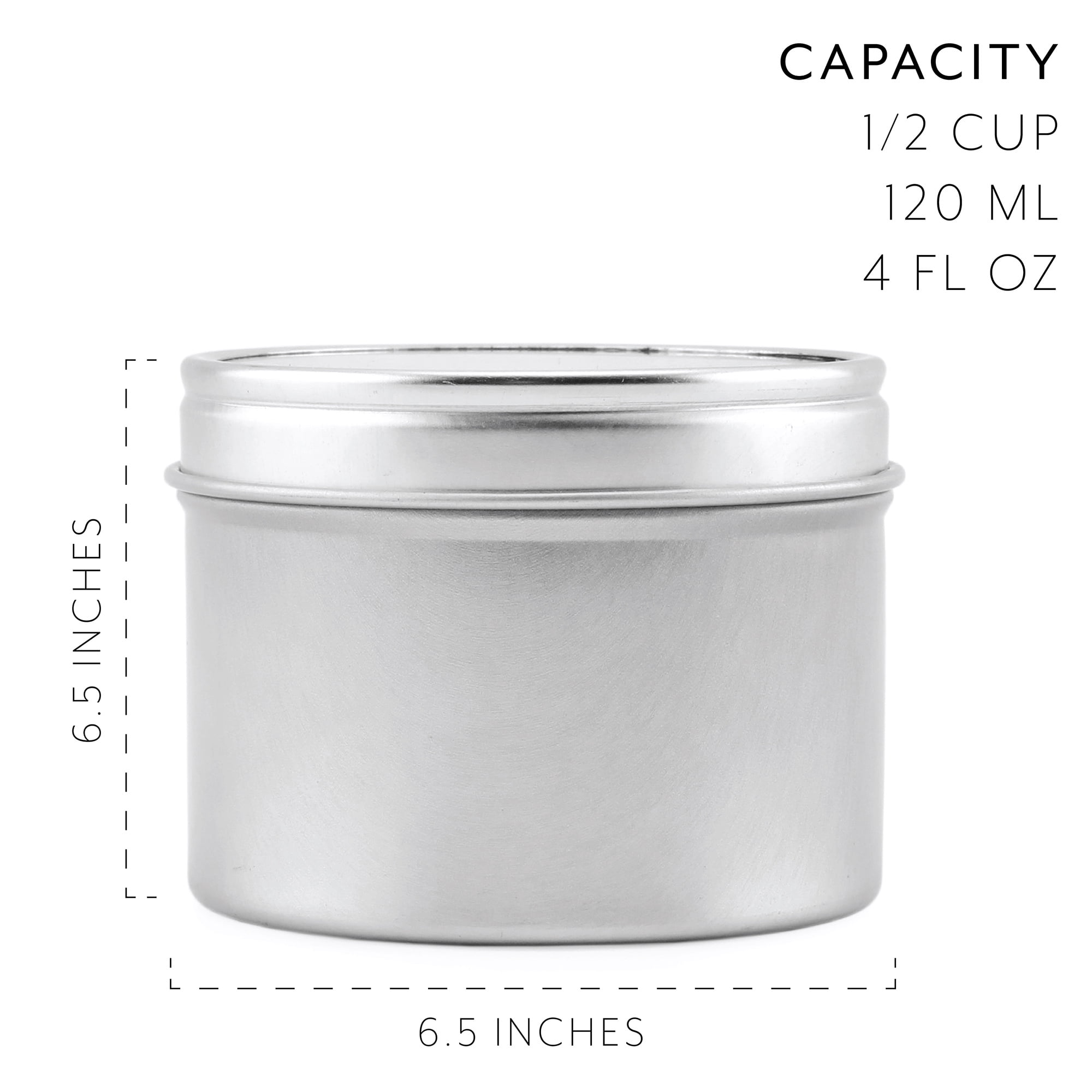 Empty Metal Tins With Lids, 4 Oz Tins Sets of 10 or 48, Round Tins