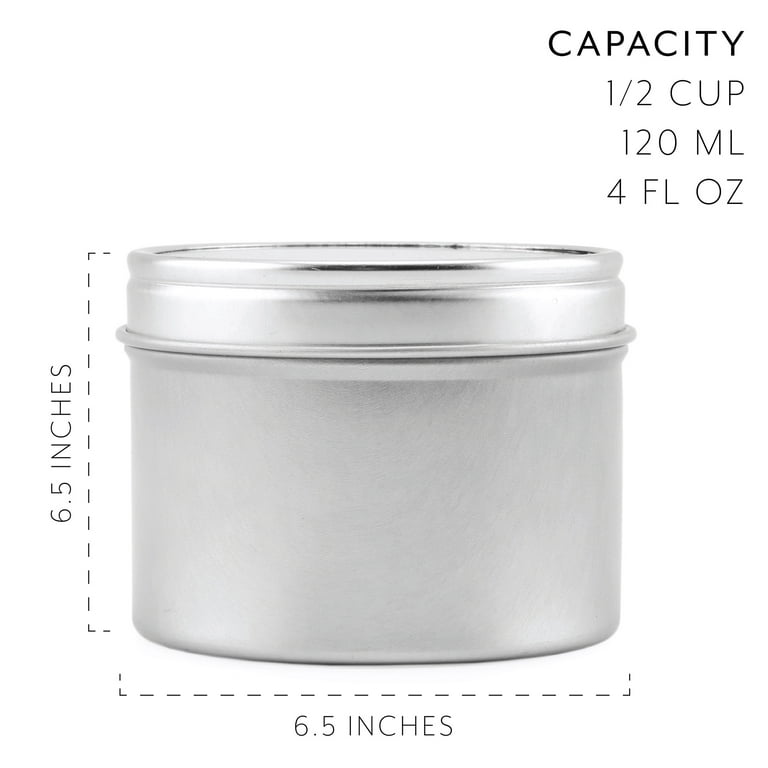Cornucopia Brands 4-Ounce Round Metal Tins w/ View Window Lids (12-Pack); Silver Tins w/ Clear Lids