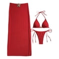 thumbnail image 6 of XIAOCHA Bikini And Cover Up Set For Women Halter Neck Triangle Top Drawstring Maxi Sarong Cover Ups Quick Drying Chic Beach Swimsuits, 6 of 9
