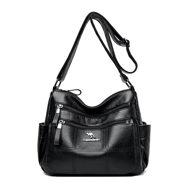 Bolso de madre clásico bordado a cuadros, estilo coreano, pequeño bolso cuadrado de cuero con múltiples bolsillos, bolso de hombro con estampado de lichi de moda